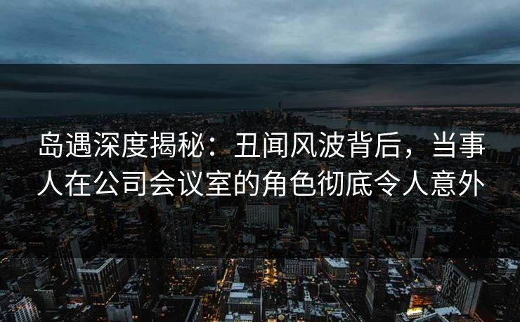 岛遇深度揭秘：丑闻风波背后，当事人在公司会议室的角色彻底令人意外