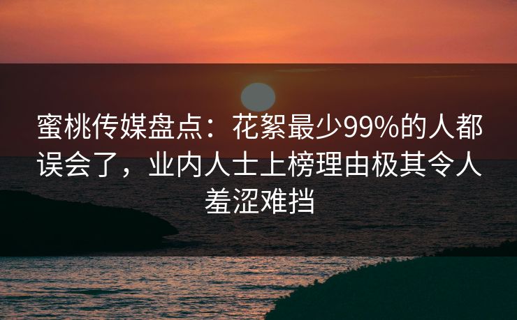 蜜桃传媒盘点：花絮最少99%的人都误会了，业内人士上榜理由极其令人羞涩难挡