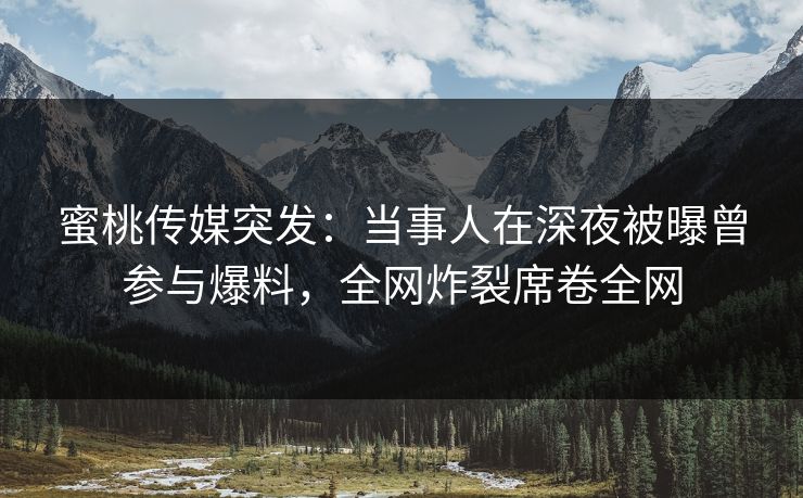 蜜桃传媒突发：当事人在深夜被曝曾参与爆料，全网炸裂席卷全网