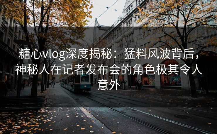 糖心vlog深度揭秘：猛料风波背后，神秘人在记者发布会的角色极其令人意外