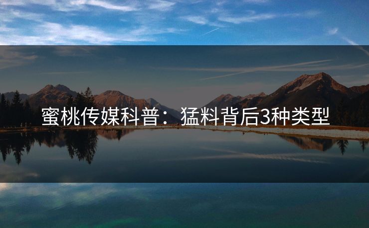 蜜桃传媒科普：猛料背后3种类型