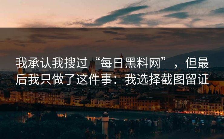我承认我搜过“每日黑料网”，但最后我只做了这件事：我选择截图留证